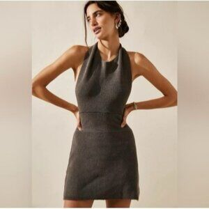 Free People Beach Orchid Convertible Low Back Ribbed Sweater Dress Olive Size Sm
